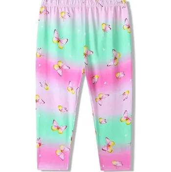 Dívčí legíny DUHOVÉ TŘÍČTVRTEČNÍ LEGÍNY S MOTÝLKY SL3566 VELIKOSTI 98-128 Velikost: 122, Barva: Malinová