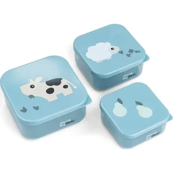 Svačinový box DONE BY DEER Svačinové boxy Tiny farm 3ks modré