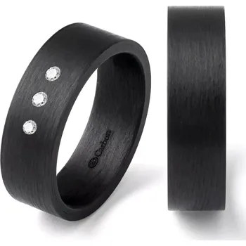 Prsten Karbonové snubní prsteny se zirkony
