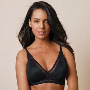 Podprsenka Trojúhelníková podprsenka Paia zn. Confidence Lingerie z mikrovlákna a vyšívaného tylu, s tvarovanými košíčky, bez kostic černá 70B