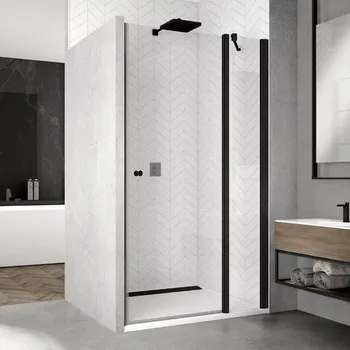 Sprchové dveře Ronal (Sanswiss) Ronal, SOLINO Black Line jednokřídlé dveře s pevnou stěnou v rovině SOL13, š. 140 cm Sklo: 07 čiré + doprava zdarma + při platbě převodem sleva