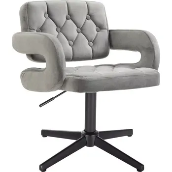 Jídelní židle LuxuryForm DESIGN Kosmetická židle ADRIA VELUR na černém kříži - šedá