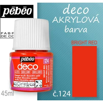 Vodová barva Barva AKRYLOVÁ lesk Pébeo DECO. Odstín č.124 BRIGHT RED. Balení 45 ml.