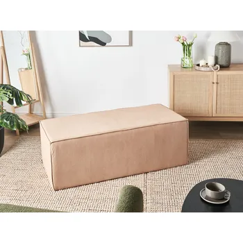 Taburet Puf béžový manšestr čalouněný obdélníkový podnožka lavička k posteli taburet Beliani