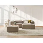 3místná modulární rohová pohovka světle hnědá manšestrové čalounění levostranná černé nohy s taburetem moderní styl obývací pokoj Beliani