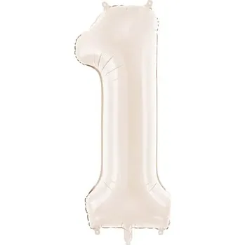 Balónek PartyDeco Balónek fóliový číslo 1 světle teplá béžová 86 cm