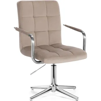 LuxuryForm DESIGN Kosmetická židle VERONA VELUR na stříbrném kříži - latte