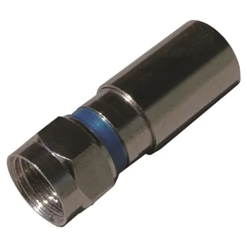 Elektrický konektor F konektor kompresní 3,4/6,3 modrý kroužek (původně zelený)