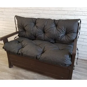 Zahradní lavice Prošívané sezení ELIAS, polstr na zahradní lavici - sedák s opěrkou, ČERNÁ color 01, různé rozměry, Mybesthome Rozměr: 120x60x50 cm