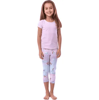 Dívčí legíny DUHOVÉ TŘÍČTVRTEČNÍ LEGÍNY S MOTÝLKY SL3566 VELIKOSTI 98-128 Velikost: 128, Barva: Růžová