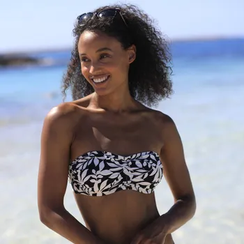 Dámské plavky Plavková pásová podprsenka s kosticemi Linao černá/režná 85