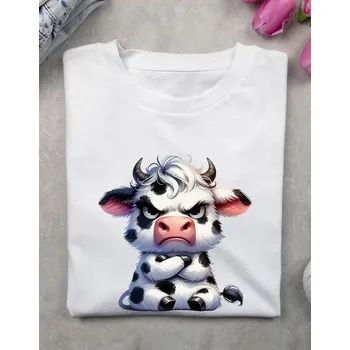 Dámské tričko - Naštvaná kravička Barva: Černá, Velikost: XL