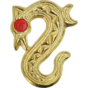 Opasek Brass Buckles Bronzové vikingské kování na kůži – motiv severského draka s rudým okem