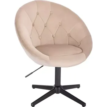 LuxuryForm DESIGN Kosmetické křeslo VERA VELUR na černém kříži - latte