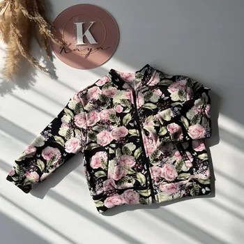 Dívčí mikina Kaya Mikina s květinovým potiskem na zip 122 černá