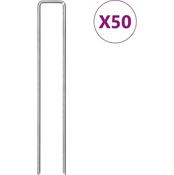 vidaXL Zemní kolíky tvaru U 50 ks 20 x 4 cm pozinkovaná ocel [4009362]