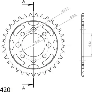 Řetězová sada pro motocykl Řetězová rozeta SUPERSPROX RFE-801:33-BLK černý 33 zubů, 420 RFE-801:33-BLK