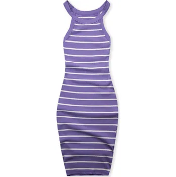 Dámské šaty Fialové pruhované šaty na ramínka