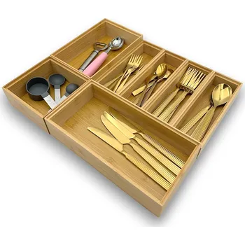 Příborník do zásuvky Zeller Present Sada 7ks bambusových organizérů do šuplíku, BAMBOOZ, 38 x 45 cm