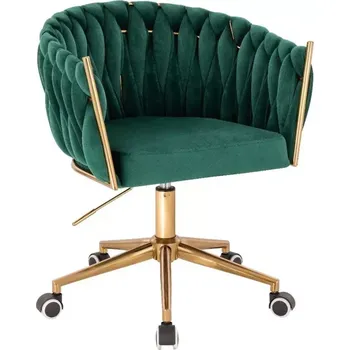 LuxuryForm DESIGN Kosmetická židle NORDEN VELUR na zlaté podstavě s kolečky - zelená