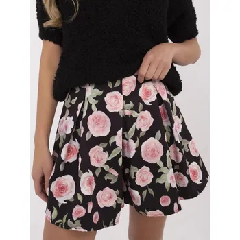 Dámské kraťasy Elegantní černé šortky s květinovým vzorem MI-