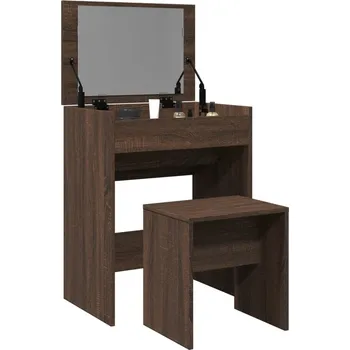 Toaletní stolek vidaXL Toaletní stolek se stoličkou hnědý dub 60 x 40 x 113,5 cm