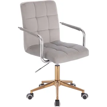 LuxuryForm DESIGN Židle VERONA VELUR na zlaté podstavě s kolečky - světle šedá