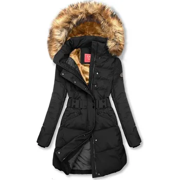 Černá zimní bunda s opaskem