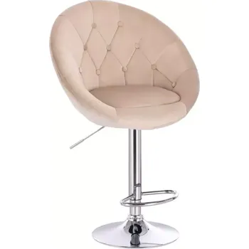 Barová židle LuxuryForm DESIGN Barová židle VERA VELUR na stříbrném talíři - latte