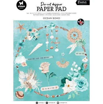Výtvarná sada DIY Blok s výseky Studio Light "Ocean Boho", A4, 32 l. - Oceán