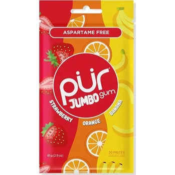 Žvýkačka PÜR Žvýkačky JUMBO - jahoda & pomeranč & banán, 20 ks