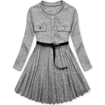 Dívčí šaty Šedé dívčí šaty s páskem