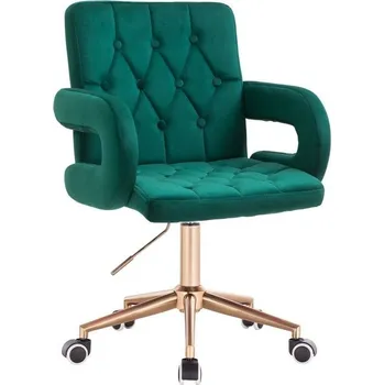 LuxuryForm DESIGN Kosmetická židle BOSTON VELUR na zlaté podstavě s kolečky - zelená