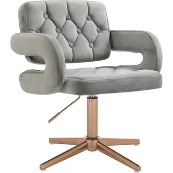 Barová židle LuxuryForm DESIGN Židle ADRIA VELUR na zlatém kříži - šedá