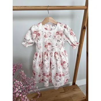 Dívčí šaty Kaya Tylové šaty s květinami 122 růžová