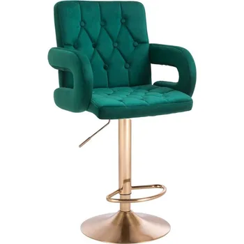 Barová židle LuxuryForm DESIGN Barová židle BOSTON VELUR na zlatém talíři - zelená