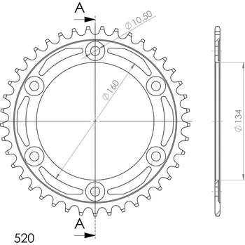 Řetězová sada pro motocykl Řetězová rozeta SUPERSPROX RFE-1308:40-BLK černý 40 zubů, 520 RFE-1308:40-BLK