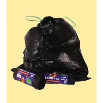Pytle na odpadky PE sáček na odpad černý - zatahovací 50x65cm/25my - 35l