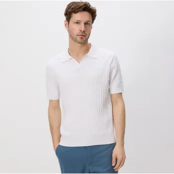 Pánský svetr Reserved - Strukturální polo svetr - bílá - 3991C-00X - 3991C-00X-S