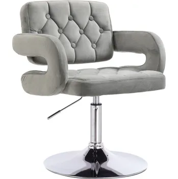 LuxuryForm DESIGN Kosmetická židle ADRIA VELUR na stříbrném talíři - šedá