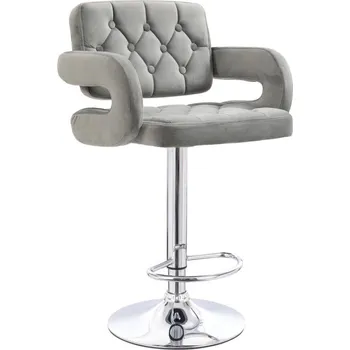 Barová židle LuxuryForm DESIGN Barová židle ADRIA VELUR na stříbrném talíři - šedá