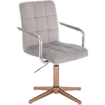 LuxuryForm DESIGN Kosmetická židle VERONA VELUR na zlatém kříži - světle šedá