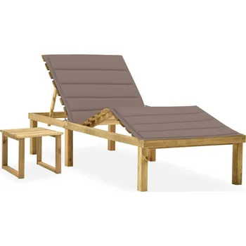 Zahradní lehátko vidaXL Zahradní lehátko se stolkem a poduškou impregnovaná borovice [3065865] Barva: taupe