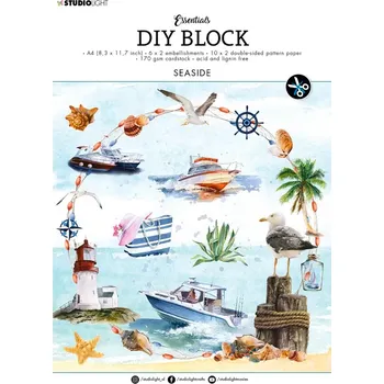 Výtvarná sada DIY Blok s výseky Studio Light "Seaside", A4, 32 l. - Mořské pobřeží