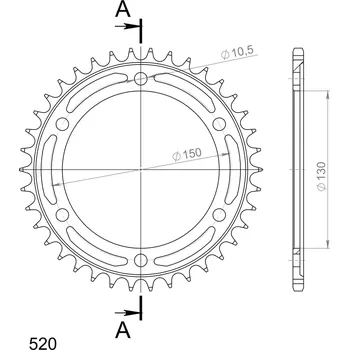 Řetězová sada pro motocykl Řetězová rozeta SUPERSPROX RFE-866:38-BLK černý 38 zubů, 532 RFE-866:38-BLK