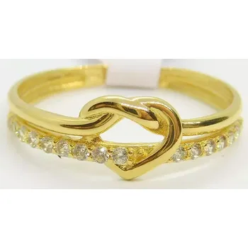 Prsten Klenoty Budín Dámský zlatý zásnubní srdíčkový prsten se zirkony pro zamilované 585/1,27gr vel. 57 HK1212 (Klenoty Budín Dámský zlatý zásnubní srdíčkový prsten se zirkony pro zamilované 585/1,27gr vel. 57 HK1212)