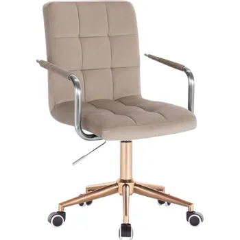 LuxuryForm DESIGN Kosmetická židle VERONA VELUR na zlaté podstavě s kolečky - latte