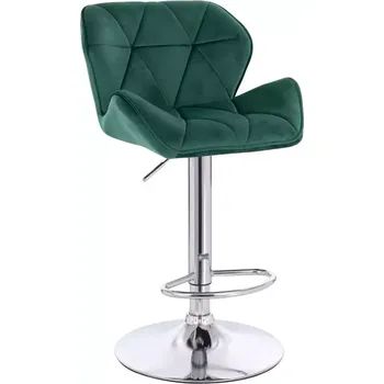 Barová židle LuxuryForm DESIGN Barová židle MILANO VELUR na stříbrném talíři - zelená