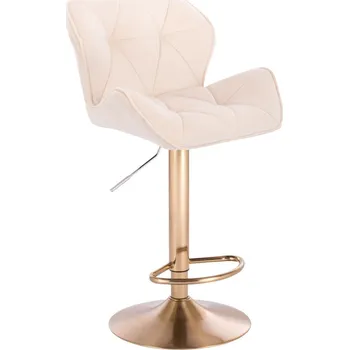 Barová židle LuxuryForm DESIGN Barová židle MILANO VELUR na zlatém talíři - krémová