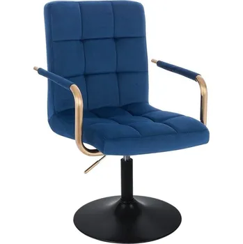 LuxuryForm DESIGN Kosmetická židle VERONA GOLD VELUR na černém talíři - modrá